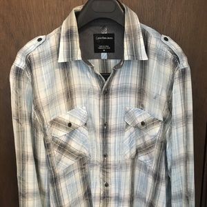 %% Calvin Klein Plaid Men's Shirt Button Up Top  M